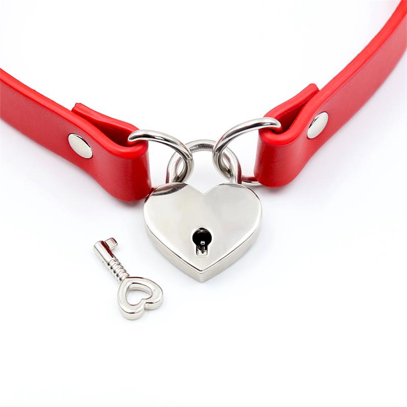 Collar con Candado de Corazón Cuero Vegano Talla Única - Imagen 3