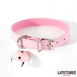 Collar con Cascabel Ajustable Rosa