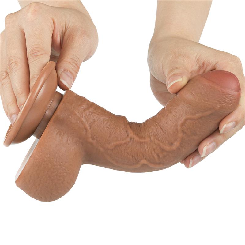 Dildo con Piel Retractil 7 Bronceado - Imagen 2