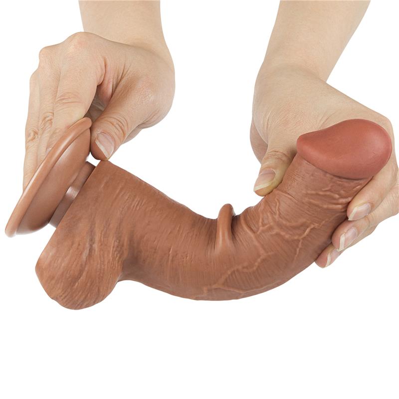 Dildo con Piel Retractil Skin 8 Bronceado - Imagen 2