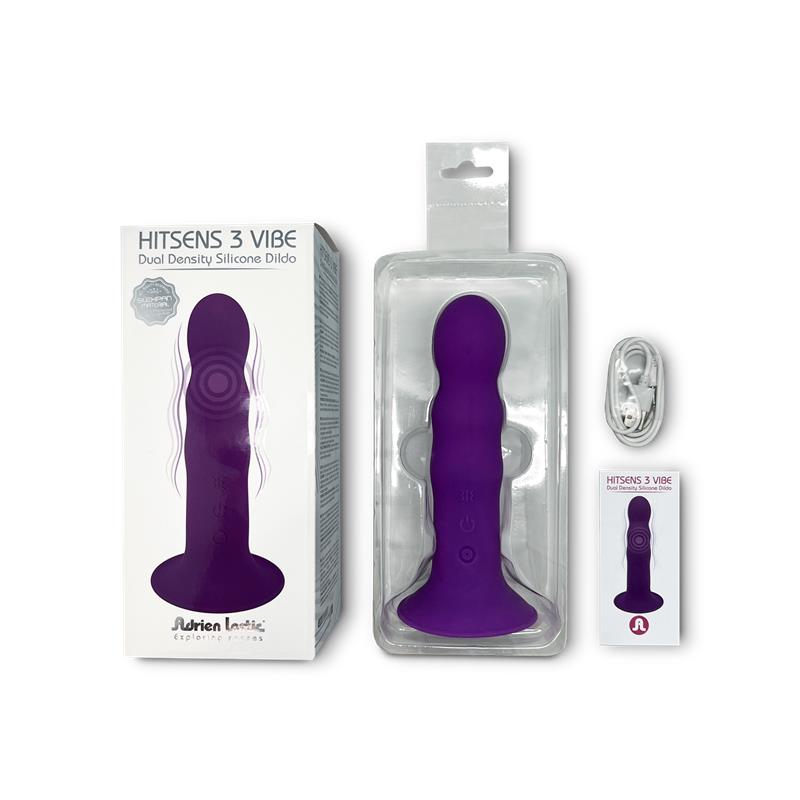 Dildo Doble Densidad Vibración Hitsens 3 Púrpura - Imagen 3