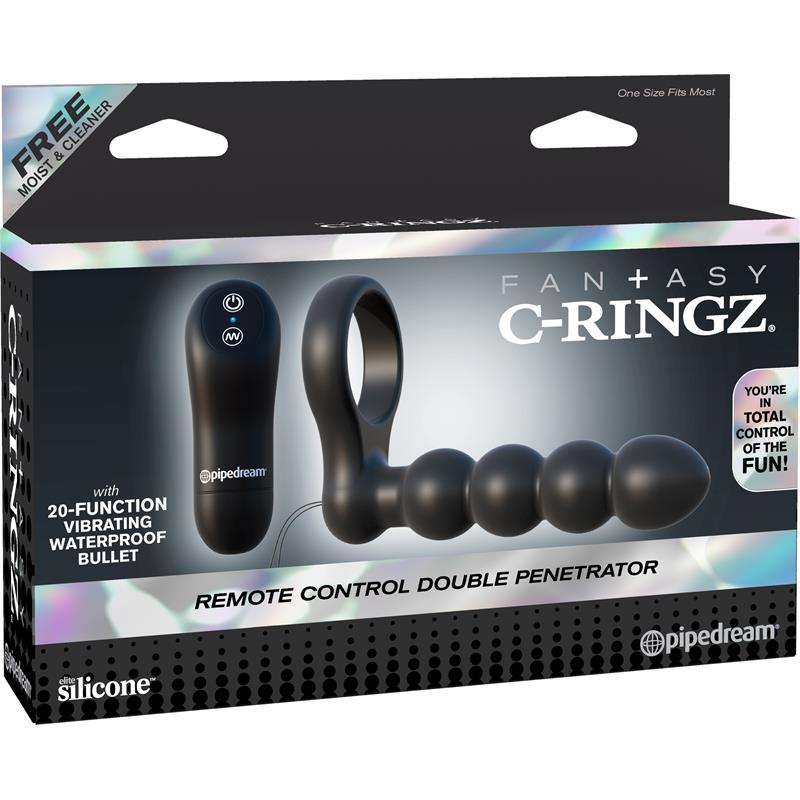 Fantasy C-Ringz Anillo Doble Penetrador con Control Remoto Color Negro - Imagen 2