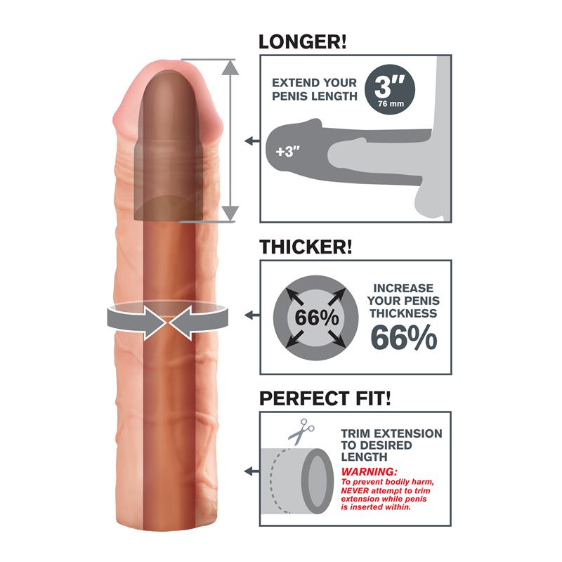 Fantasy X-tensions Mega 7,6 cm Extensión de Pene - Color natural - Imagen 2