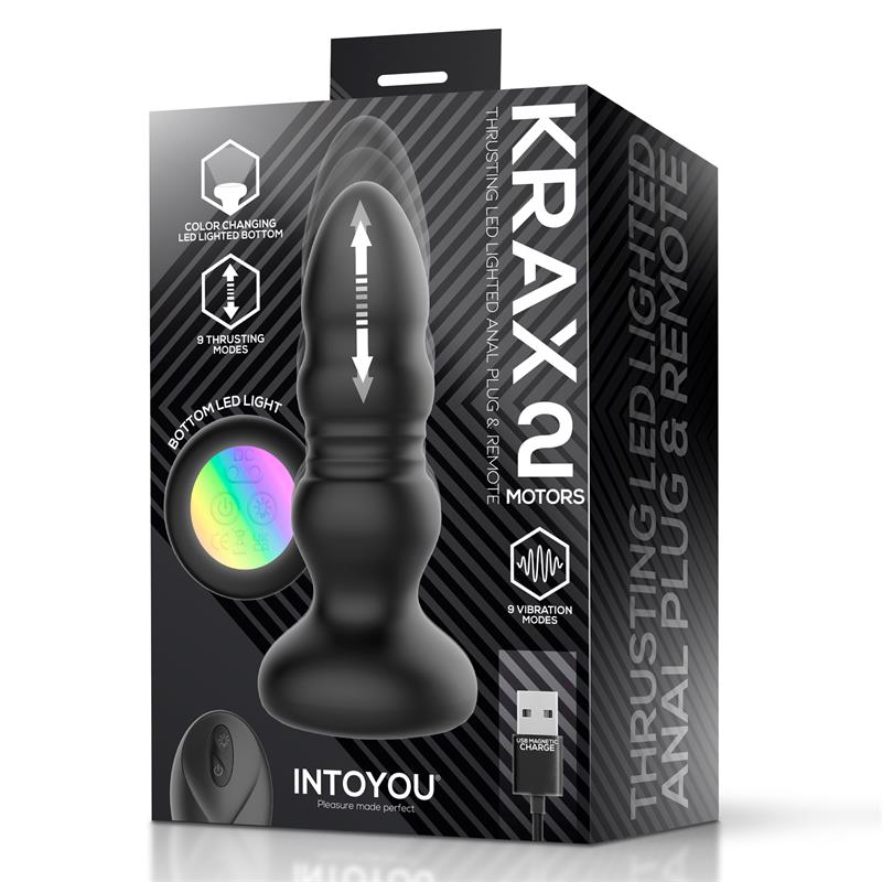Krax Plug Anal con Vibración, Thrusting y Luz Led con Control Remoto - Imagen 9