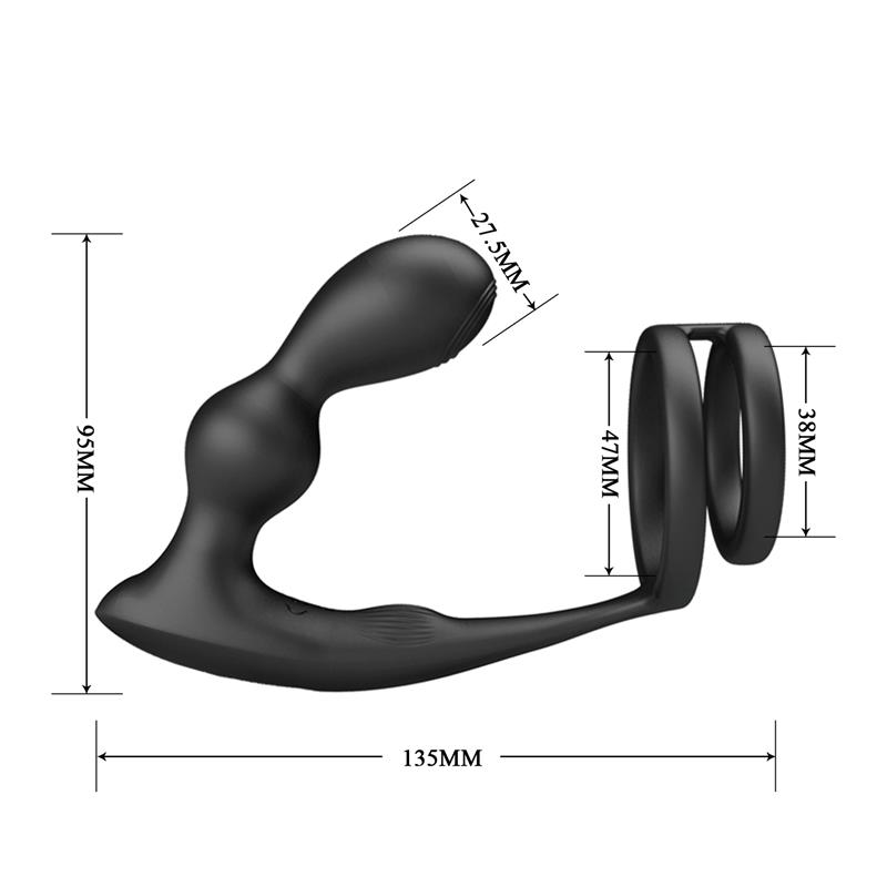 Marshall Plug Anal con Vibración y Anillo para el Pene y Testículos - Imagen 9
