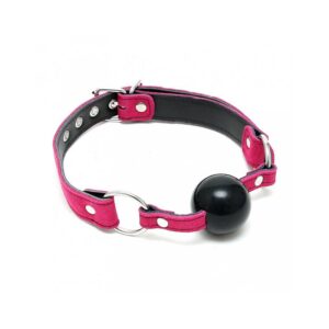Mordaza Cuero Silicona Rosa Ajustable