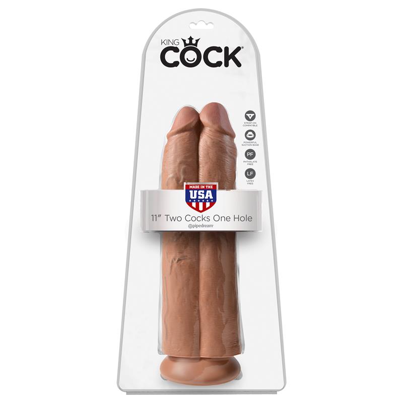 Pene Doble Two Cocks One Hole Bronceado 11 - Imagen 2