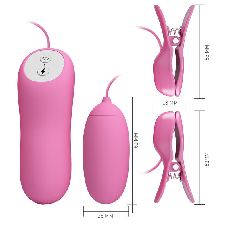 Pinzas para Pezones y Huevo Vibrador con Electro shock - Imagen 5