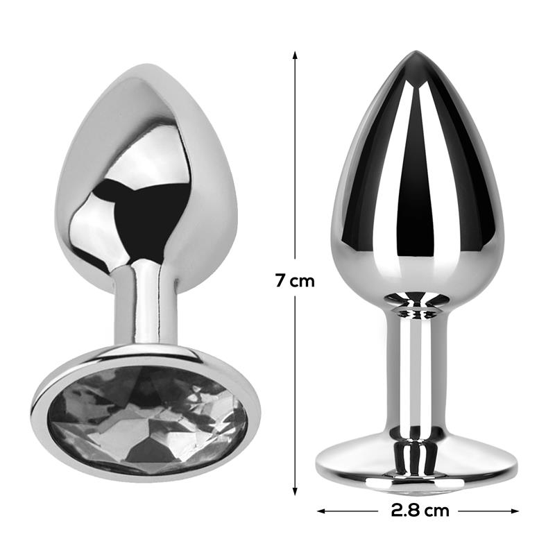 Plug Anal con Joya Color Blanco Diamante Talla S Aluminio - Imagen 3