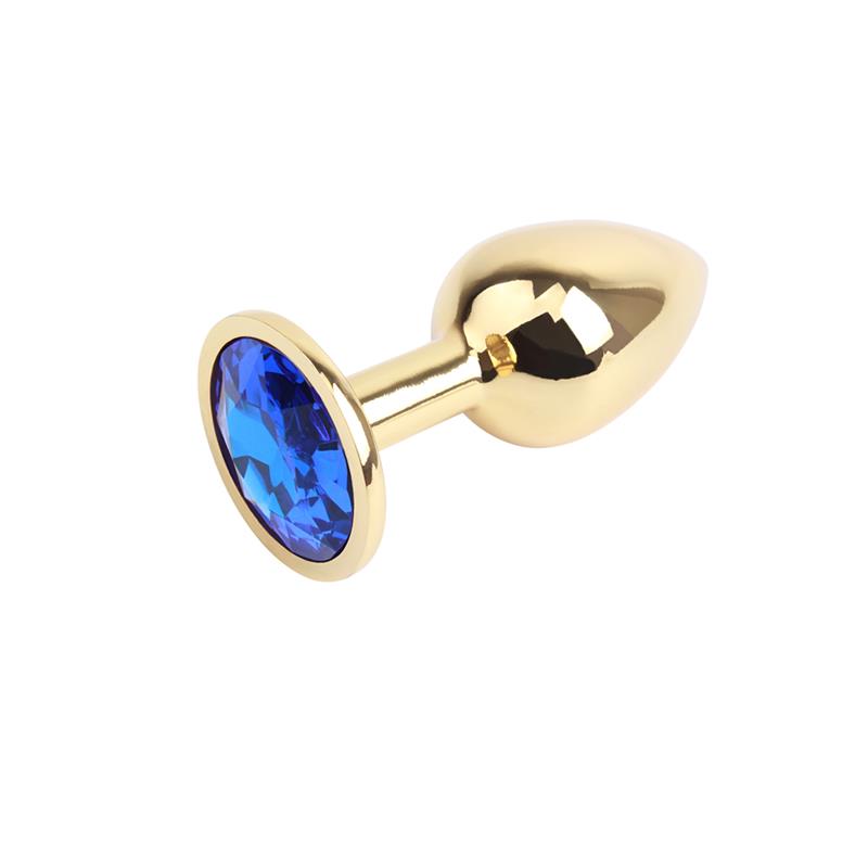 Plug Anal Dorado con Gema Azul - Imagen 2