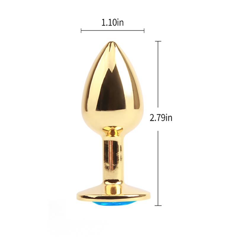 Plug Anal Dorado con Gema Azul - Imagen 6