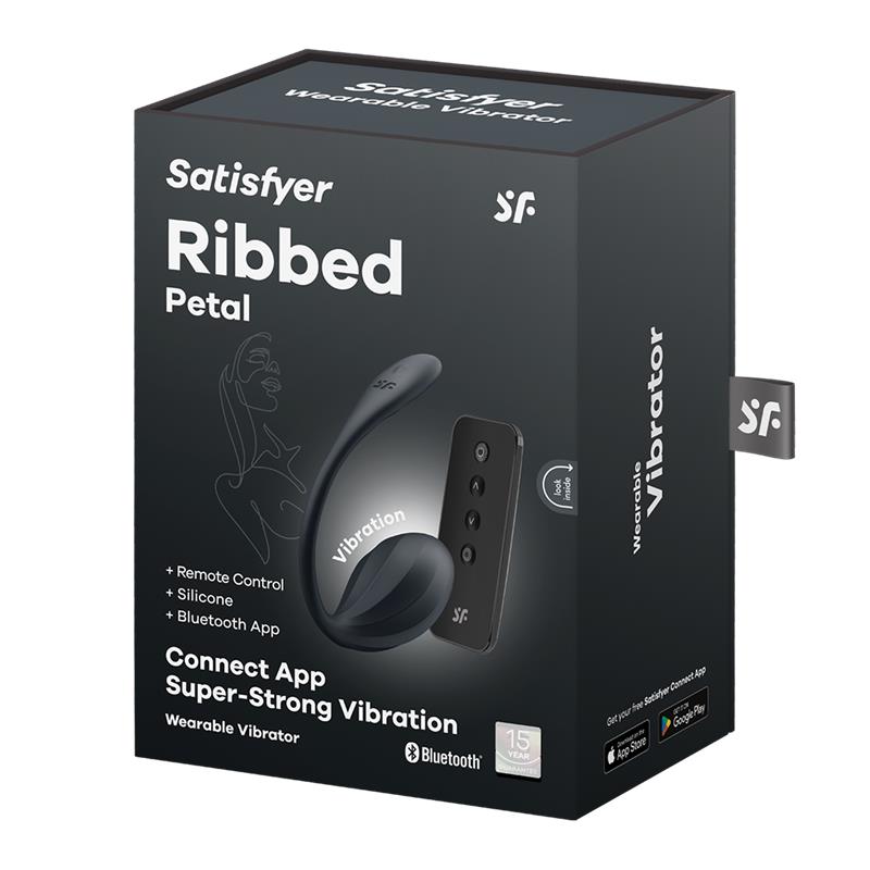 Ribbed Petal Vibrador de Braguita APP Negro - Imagen 7