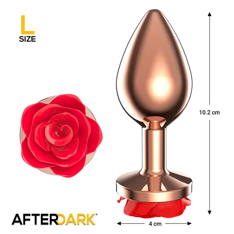Rose Plug Anal Oro Rosa Base de Rosa Roja Talla L - Imagen 2