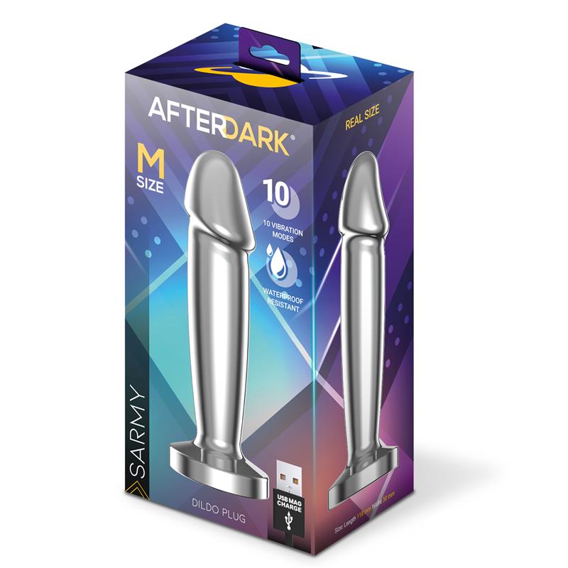 Sarmy Plug Anal Cromado con Vibración USB Magnético Talla M - Imagen 11