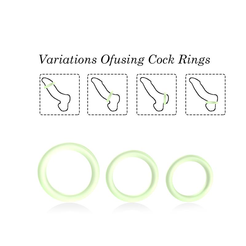 Set 3 Anillos para el Pene Brilla en la Oscuridad - Imagen 3