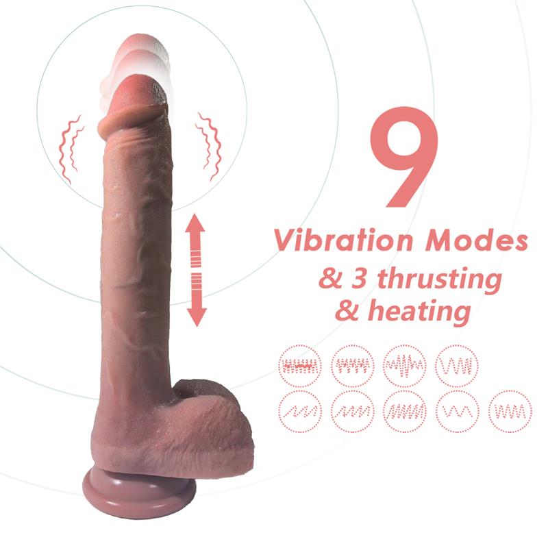 Dildo con vibración, Thrusting y Calor 28 cm - Imagen 5