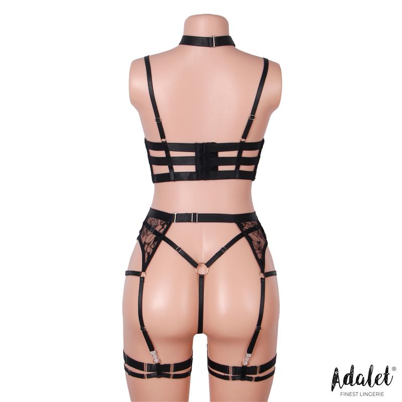 Hyacinth Set Sujetador, Tanga y Liguero Negro - Imagen 2