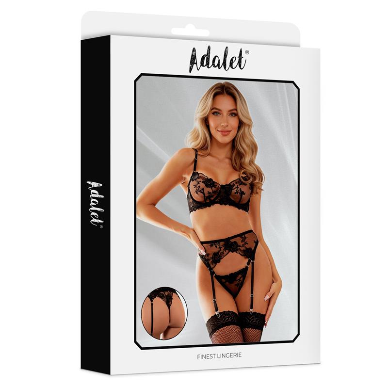 Penelope Set Sujetador, Tanga y Liguero Negro - Imagen 3