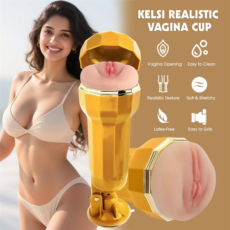 Kelsi Masturbador Vagina Realista con Vibración - Imagen 2