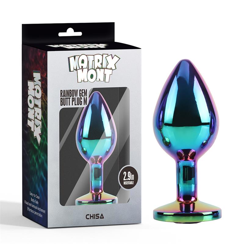Rainbow Gem Plug Anal con Joya en la Base Talla M - Imagen 6