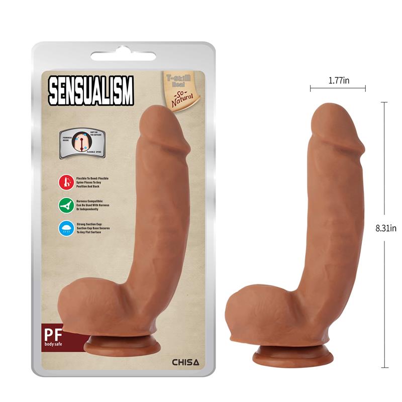 Sensualism Dildo Dual Density Bronceado 21.1cm - Imagen 2